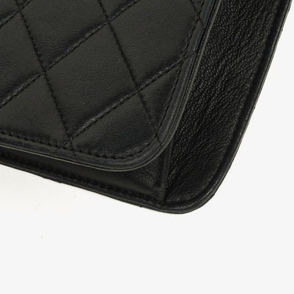 Chanel Medium Classic Single Flap Tasche aus schwarzem gestepptem Lammleder mit 24K vergoldeter Hardware