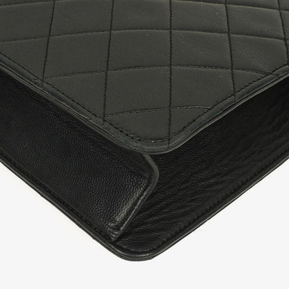 Chanel Medium Classic Single Flap Tasche aus schwarzem gestepptem Lammleder mit 24K vergoldeter Hardware