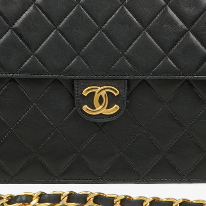 Chanel Medium Classic Single Flap Tasche aus schwarzem gestepptem Lammleder mit 24K vergoldeter Hardware