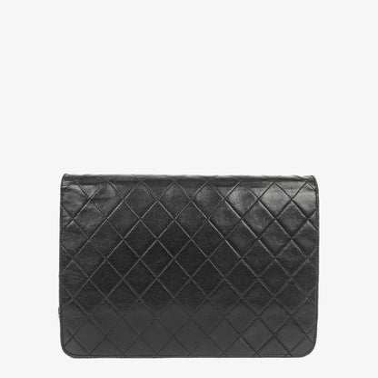 Chanel Medium Classic Single Flap Tasche aus schwarzem gestepptem Lammleder mit 24K vergoldeten Beschlägen