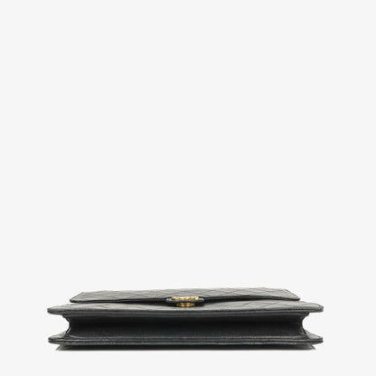 Chanel Medium Classic Single Flap Tasche aus schwarzem gestepptem Lammleder mit 24K vergoldeten Beschlägen