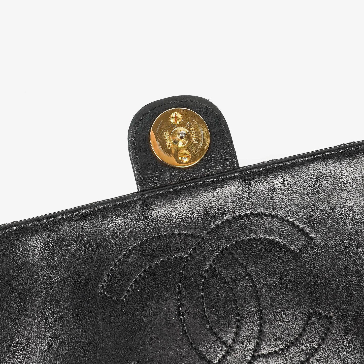 Chanel Medium Classic Single Flap Tasche aus schwarzem gestepptem Lammleder mit 24K vergoldeten Beschlägen