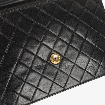 Chanel Medium Classic Single Flap Tasche aus schwarzem gestepptem Lammleder mit 24K vergoldeten Beschlägen
