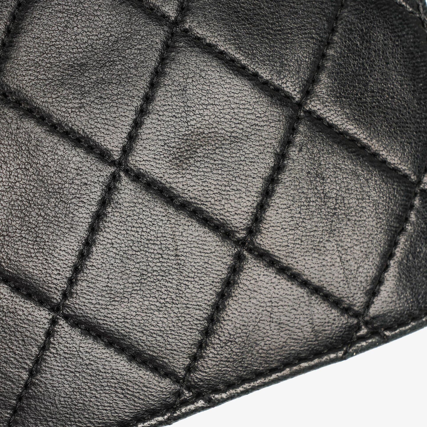 Chanel Medium Classic Single Flap Tasche aus schwarzem gestepptem Lammleder mit 24K vergoldeten Beschlägen