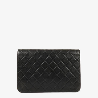 Chanel Medium Classic Single Flap Tasche aus schwarzem gestepptem Lammleder mit 24K vergoldeter Hardware