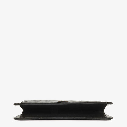 Chanel Medium Classic Single Flap Tasche aus schwarzem gestepptem Lammleder mit 24K vergoldeter Hardware