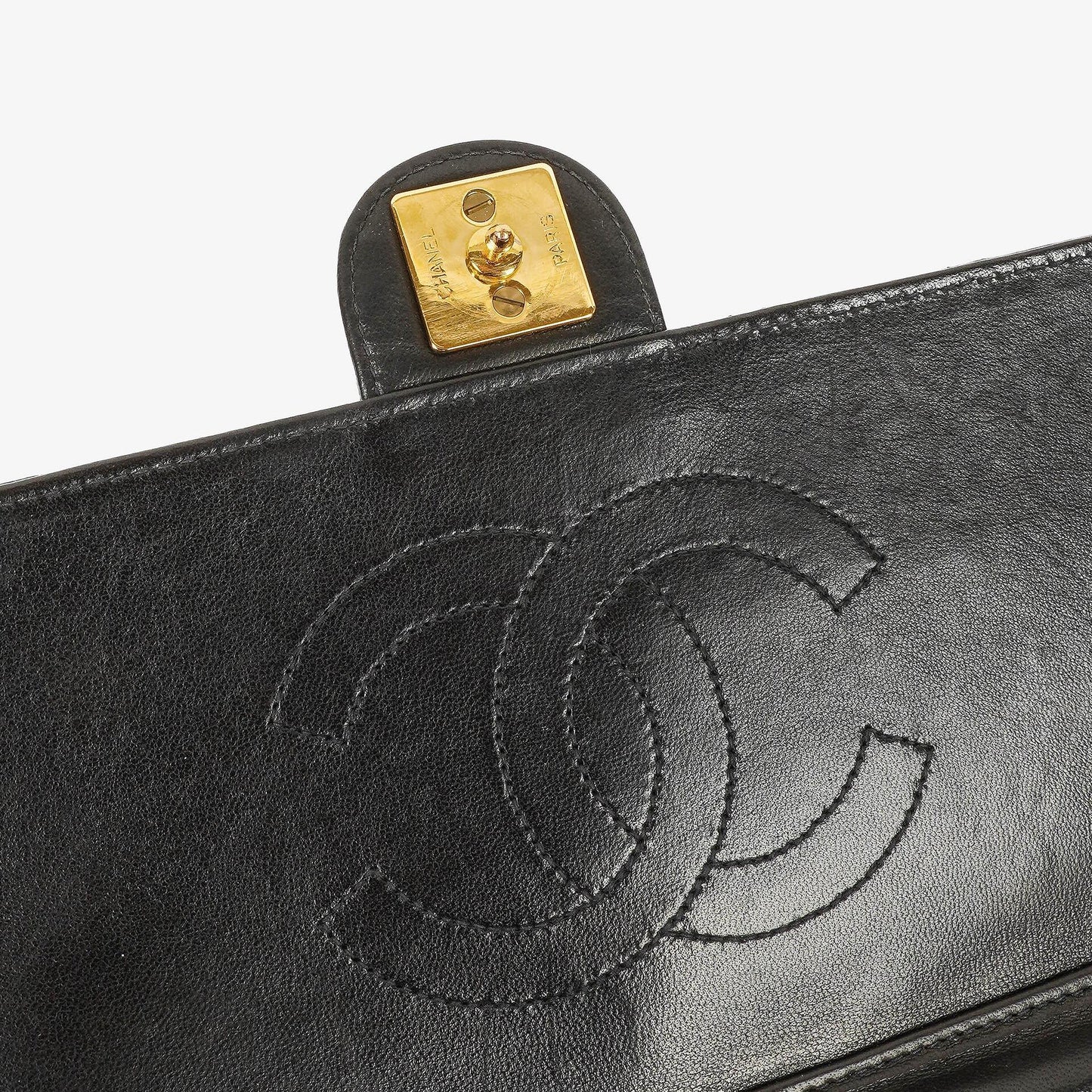 Chanel Medium Classic Single Flap Tasche aus schwarzem gestepptem Lammleder mit 24K vergoldeter Hardware