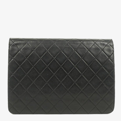 Chanel Medium Classic Single Flap Tasche aus schwarzem gestepptem Lammleder mit goldfarbenen Beschlägen