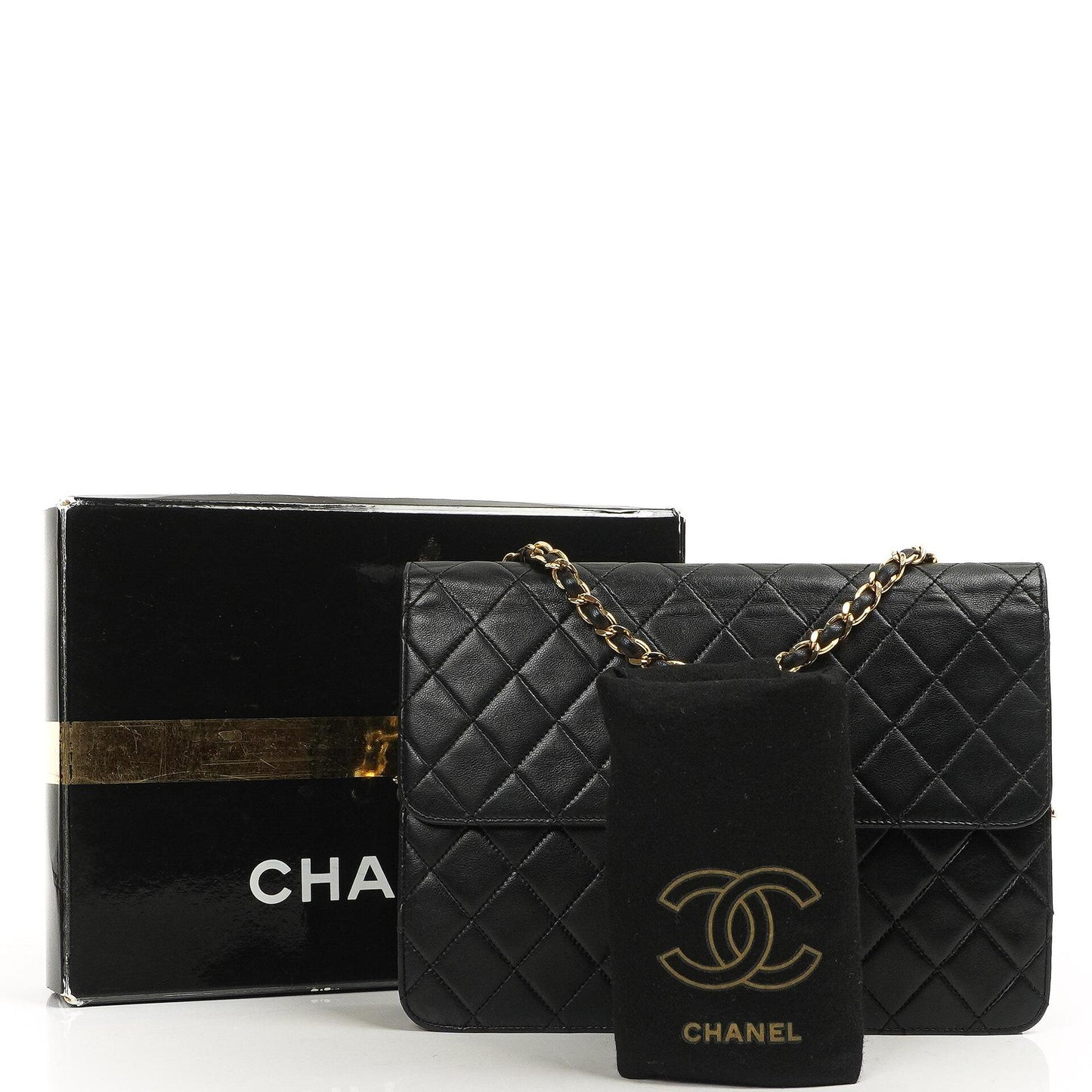Chanel Medium Classic Single Flap Bag Dunkelmarine Gequiltetes Lammleder Hardware in Goldfarbe