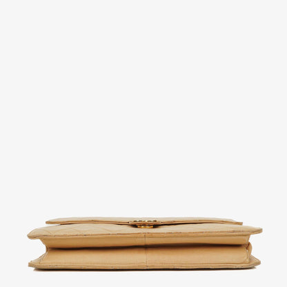 Chanel Medium Classic Single Flap Tasche aus beigem gestepptem Lammleder mit 24K vergoldeten Beschlägen