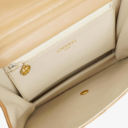 Chanel Medium Classic Single Flap Tasche aus beigem gestepptem Lammleder mit 24K vergoldeten Beschlägen