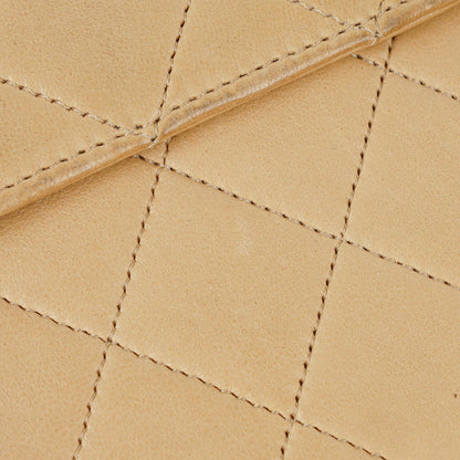 Chanel Medium Classic Single Flap Tasche aus beigem gestepptem Lammleder mit 24K vergoldeten Beschlägen