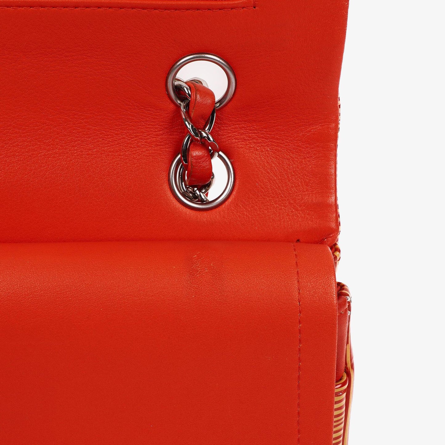 Chanel Classic Medium Double Flap Tasche aus gestreiftem Lackleder, 2014