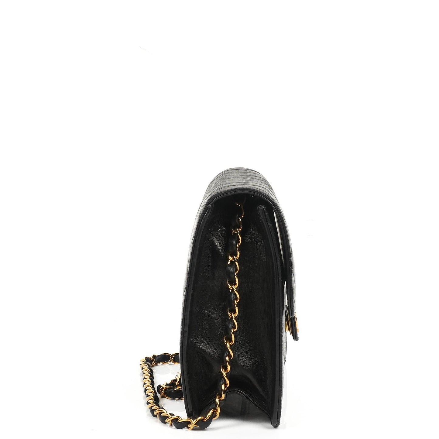Chanel Medium Classic Vintage Schwarz gestepptes Lammleder Single Flap Tasche mit 24K Goldplattierten Beschlägen