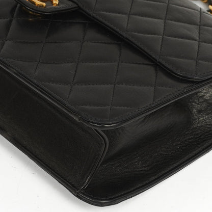 Chanel Medium Classic Vintage Schwarz gestepptes Lammleder Single Flap Tasche mit 24K Goldplattierten Beschlägen
