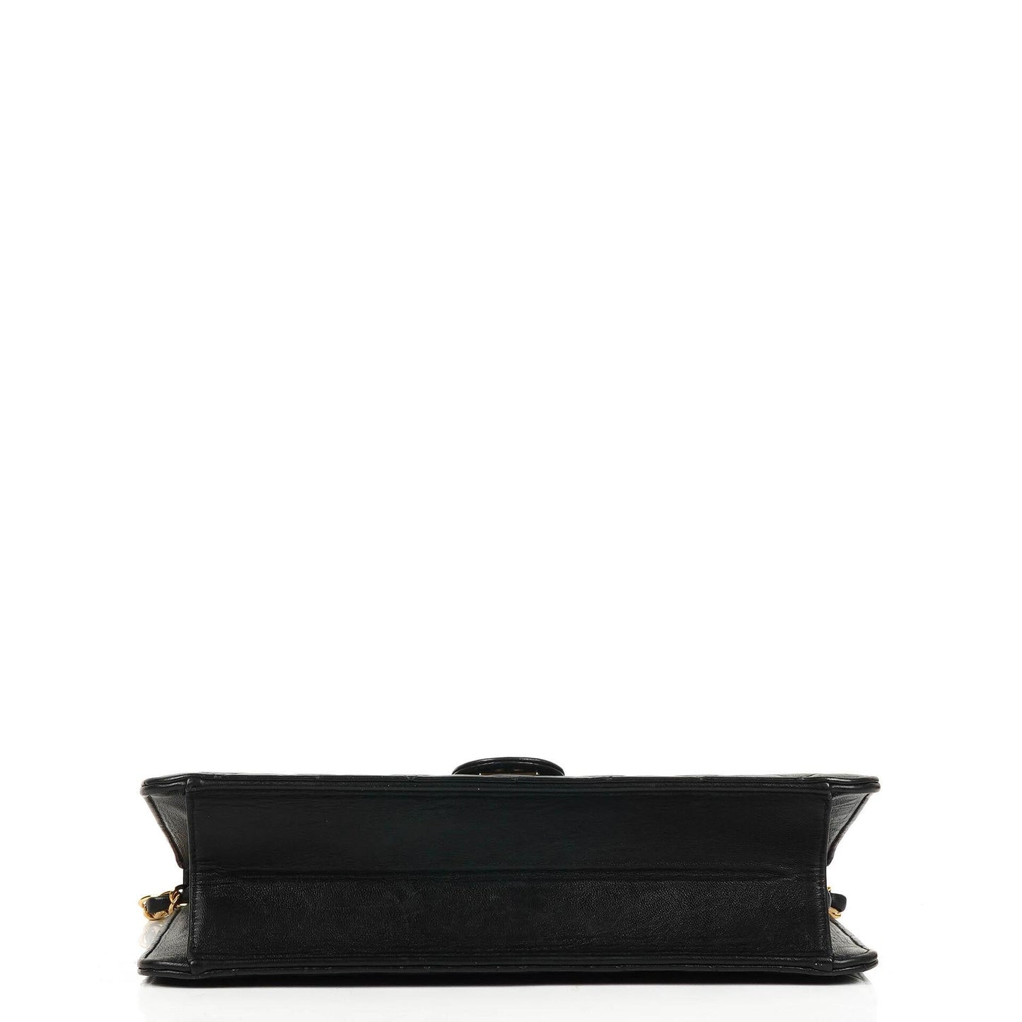 Chanel Medium Classic Vintage Single Flap Bag aus schwarzem gestepptem Lammleder mit 24K goldplattierten Beschlägen