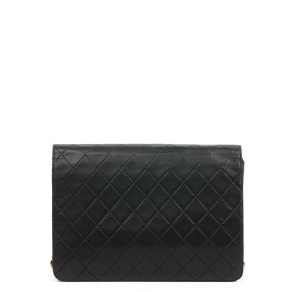 Chanel Medium Classic Vintage Gesteppte Lammleder Single Flap Bag Schwarz mit 24K Goldplattierten Beschlägen