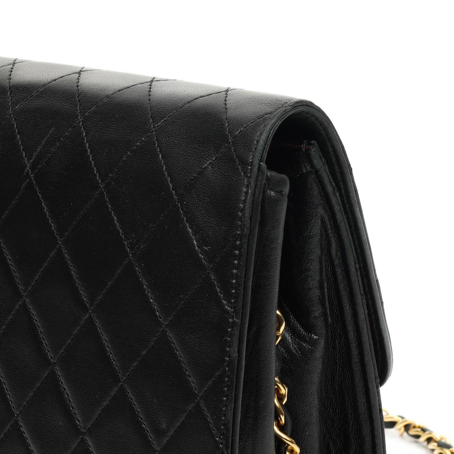 Chanel Medium Classic Vintage Gesteppte Lammleder Single Flap Bag Schwarz mit 24K Goldplattierten Beschlägen