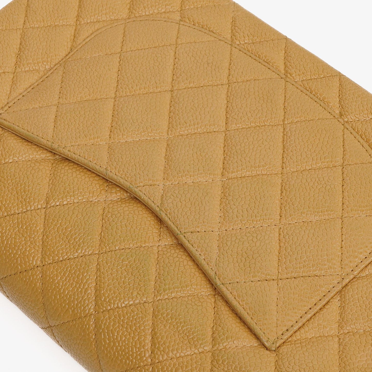 Chanel Medium Classic Vintage Doppelklapp-Tasche Beige Steppiertes Kaviarleder Mit Silberfarbener Hardware