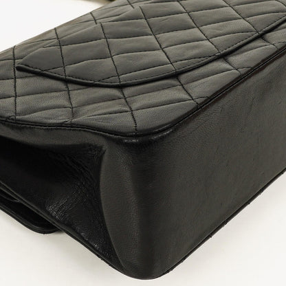 Chanel Medium Classic Vintage Double Flap Tasche aus schwarzem gestepptem Lammleder mit 24K vergoldeten Beschlägen