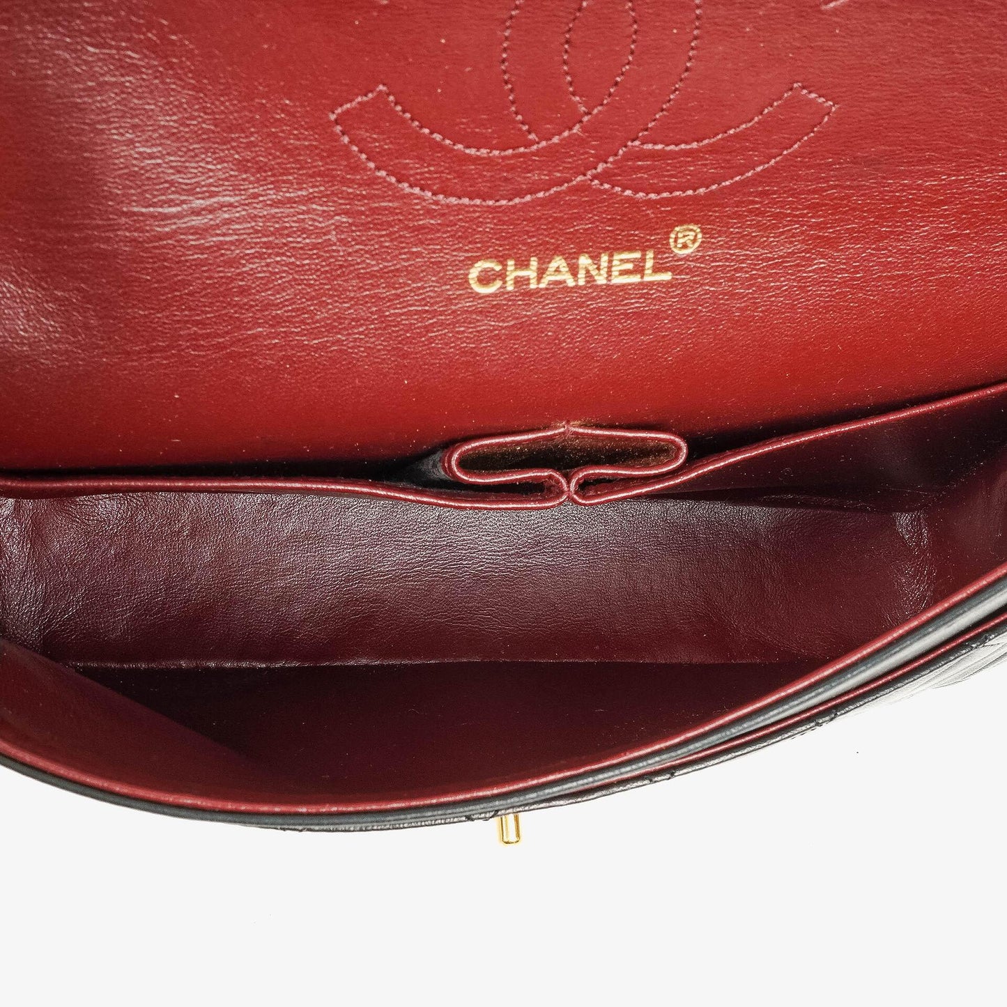Chanel Medium Classic Vintage Double Flap Bag aus schwarzem gestepptem Lammleder mit 24K vergoldeten Beschlägen