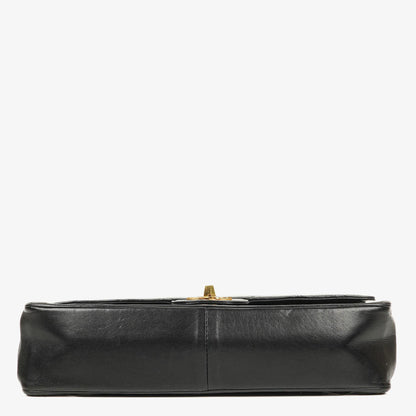 Chanel Medium Classic Vintage Double Flap Tasche aus schwarzem gestepptem Lammleder mit 24K vergoldeten Beschlägen