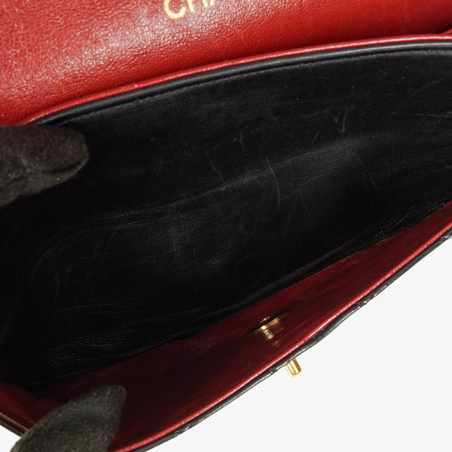 Chanel Vintage Classic Double Flap Tasche Medium aus schwarzem gestepptem Lammleder mit 24K vergoldeter Hardware