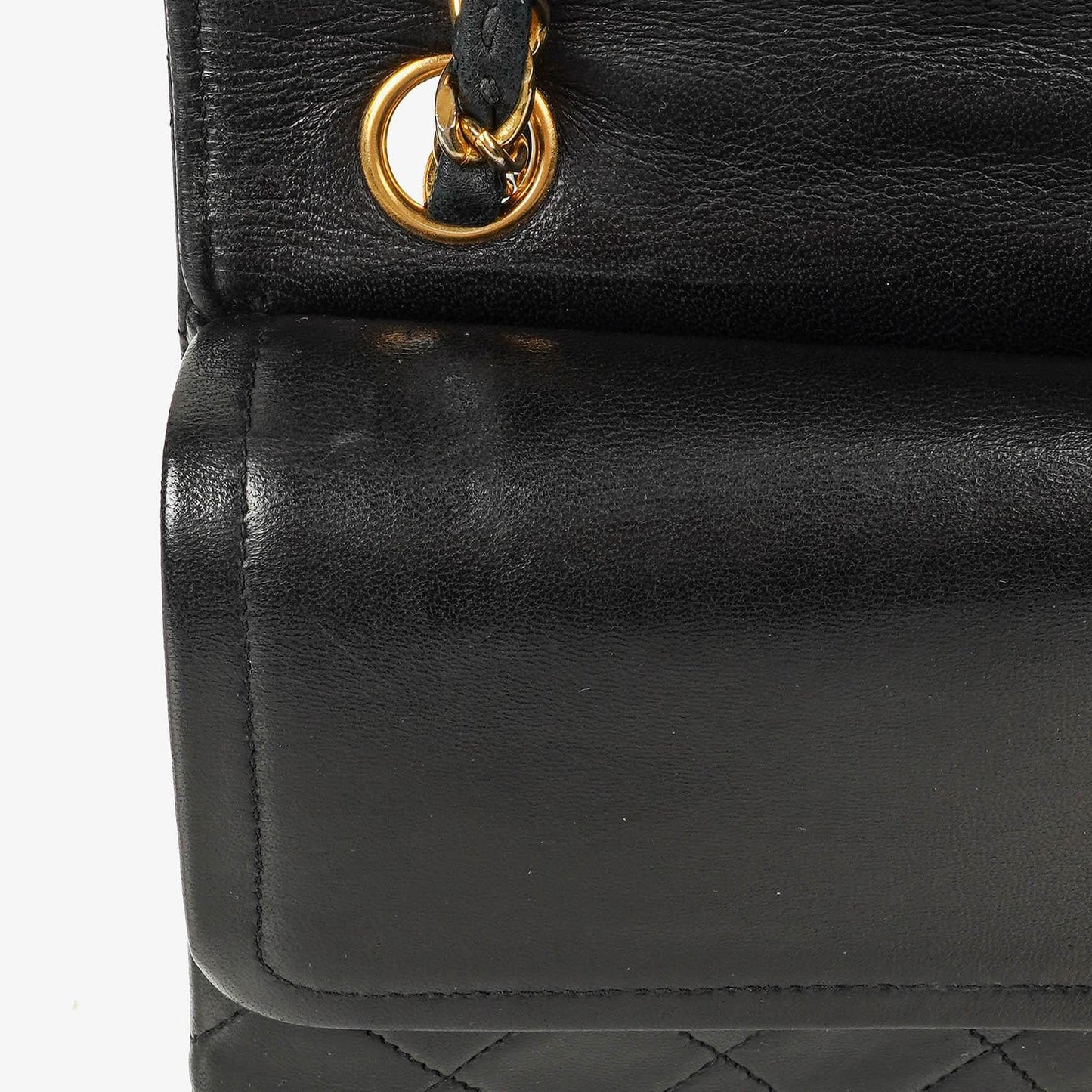 Chanel Vintage Classic Double Flap Tasche Medium aus schwarzem gestepptem Lammleder mit 24K vergoldeter Hardware