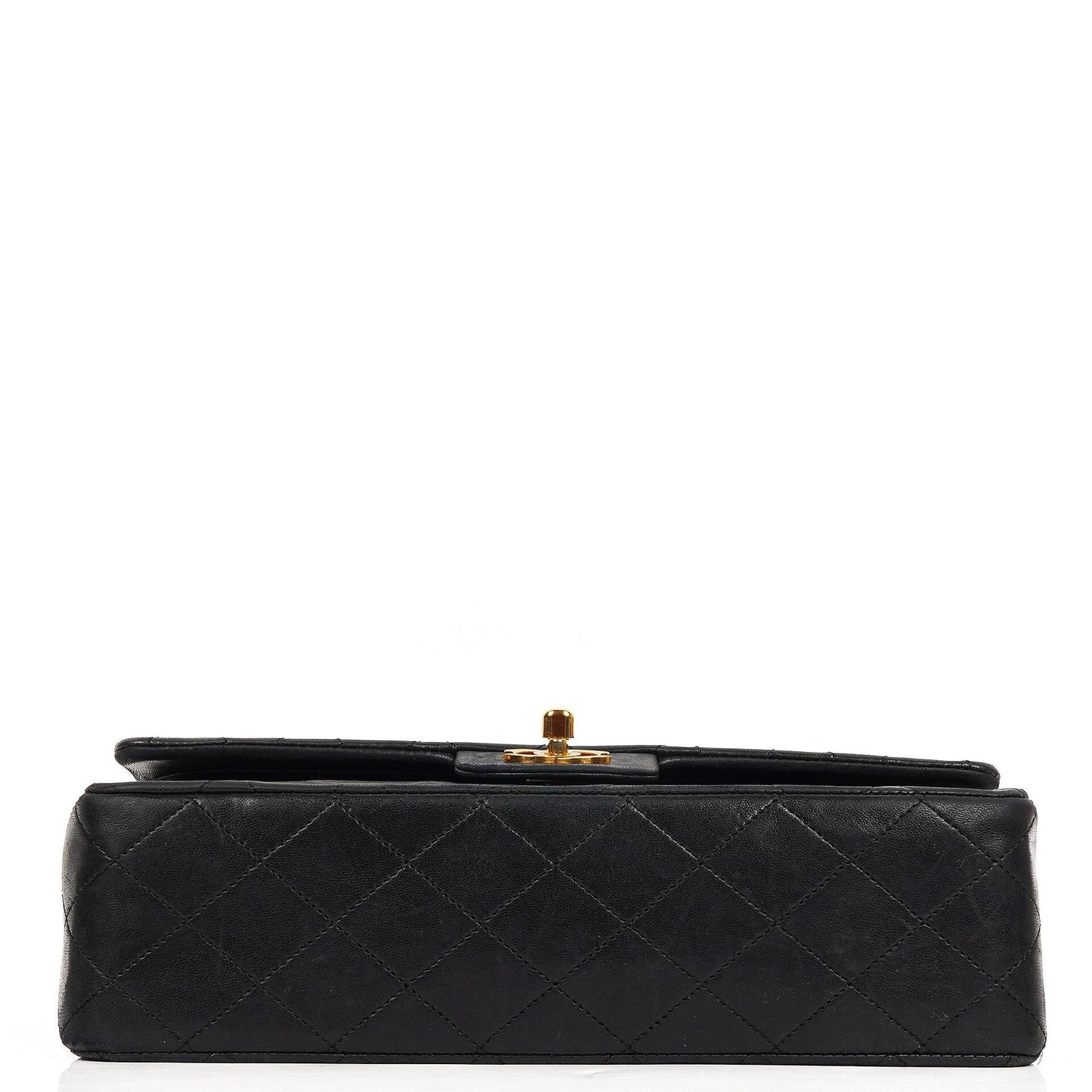 Chanel Medium Classic Vintage Doppelklappen Tasche Schwarz gestepptes Lammleder mit 24K Goldplattierten Beschlägen