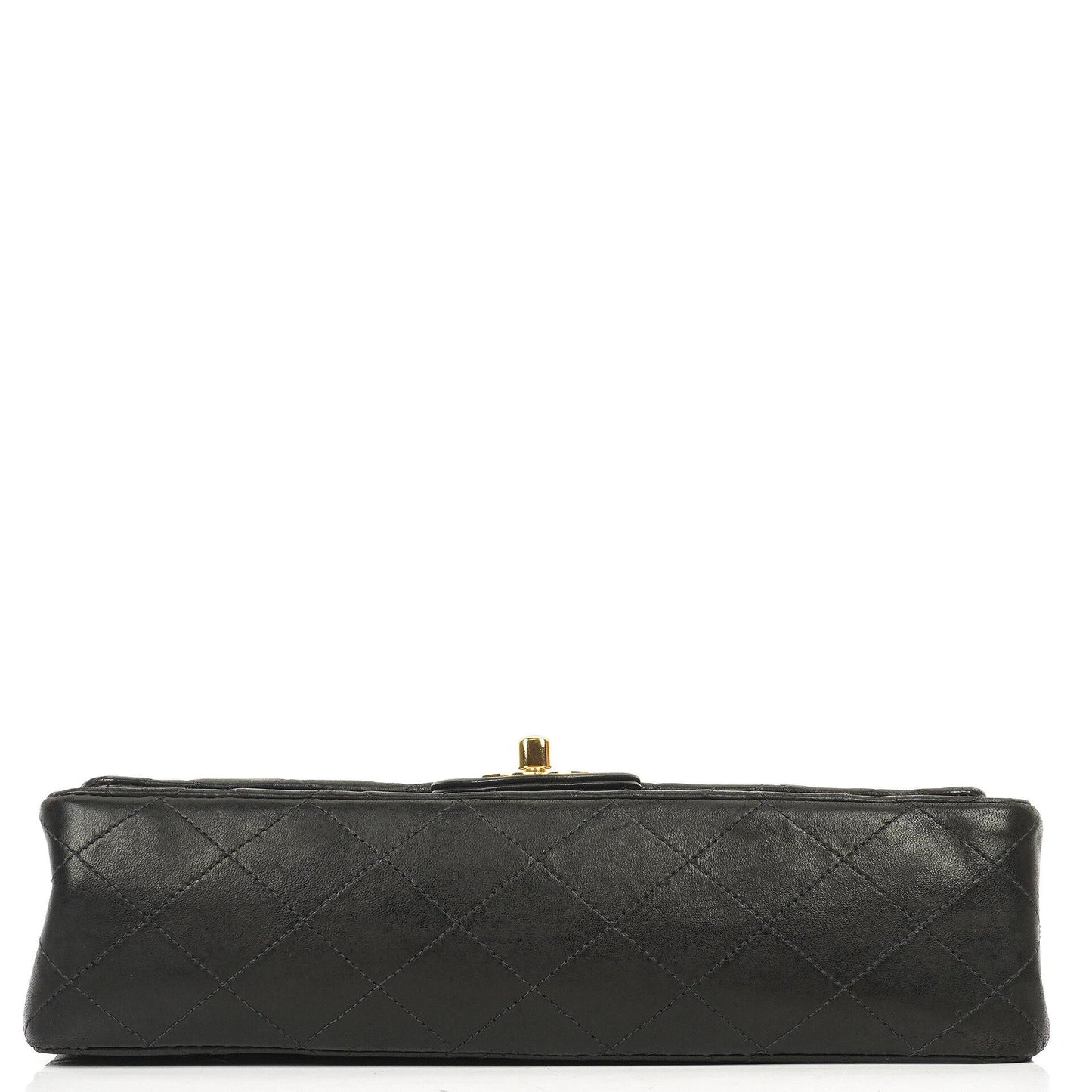 Chanel Medium Classic Vintage Doppelklappen Tasche Schwarz gestepptes Lammleder mit 24K Goldplattierten Beschlägen