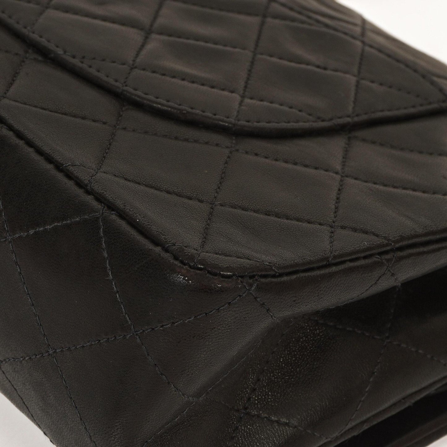 Chanel Medium Classic Vintage Doppelklappen Tasche Schwarz gestepptes Lammleder mit 24K Goldplattierten Beschlägen