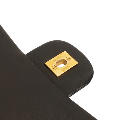 Chanel Medium Classic Vintage Doppelklappen Tasche Schwarz gestepptes Lammleder mit 24K Goldplattierten Beschlägen