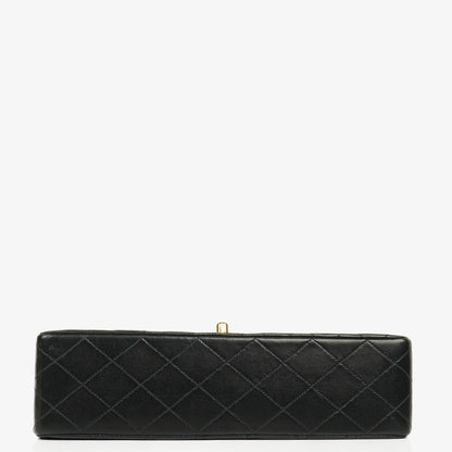 Chanel Medium Classic Vintage Double Flap Tasche aus schwarzem gestepptem Lammleder mit 24K vergoldeter Hardware