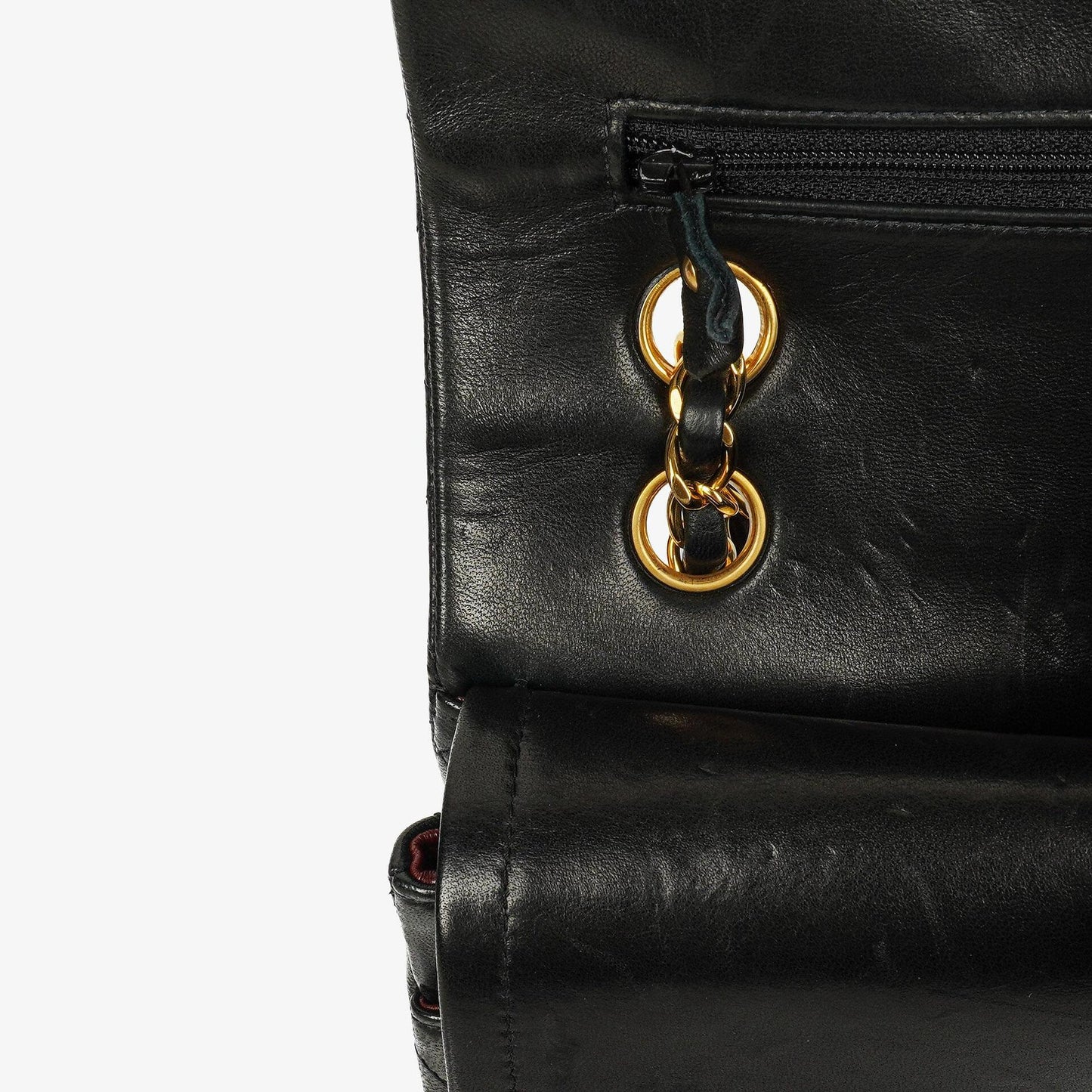 Chanel Medium Classic Vintage Double Flap Tasche aus schwarzem gestepptem Lammleder mit 24K vergoldeter Hardware