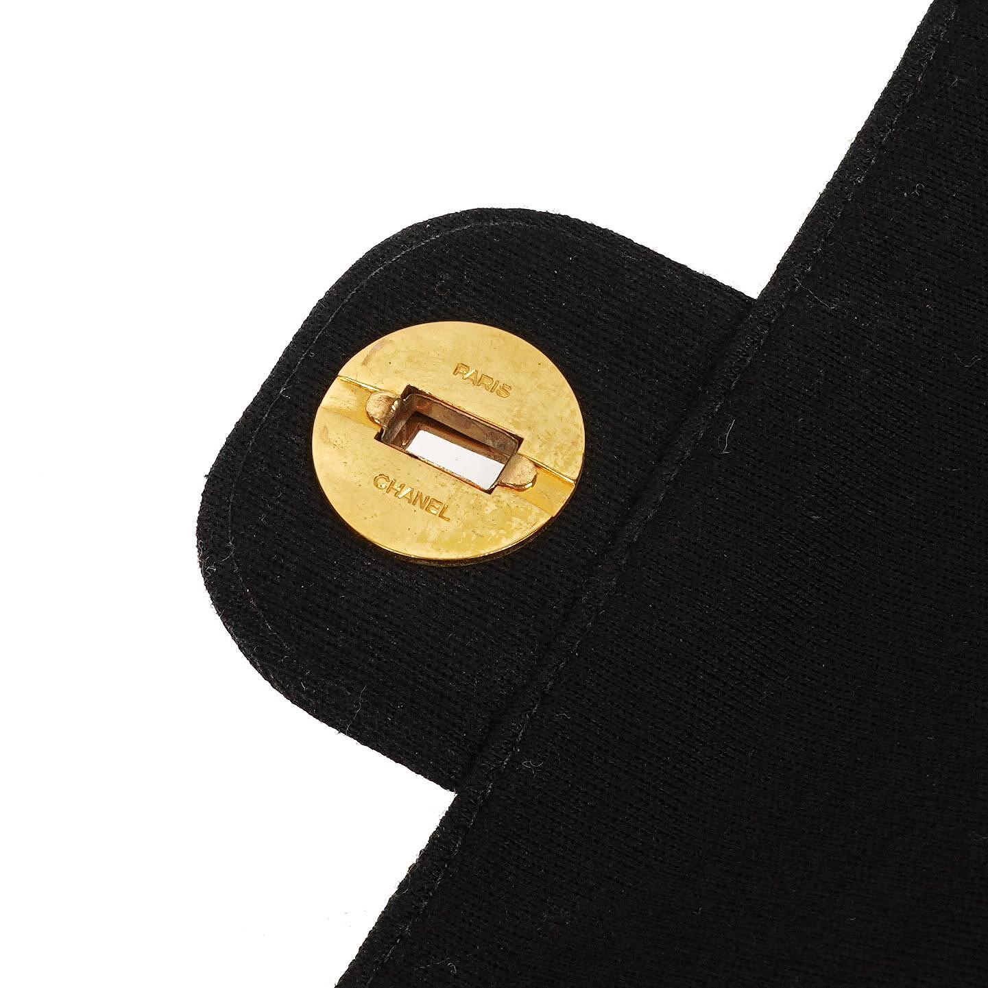 Chanel Medium Classic Vintage Doppelklappen Tasche Schwarz gesteppte Jersey und Leder mit 24K Goldplattierten Beschlägen und Mademoiselle Kette