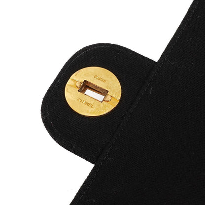 Chanel Medium Classic Vintage Doppelklappen Tasche Schwarz gesteppte Jersey und Leder mit 24K Goldplattierten Beschlägen und Mademoiselle Kette
