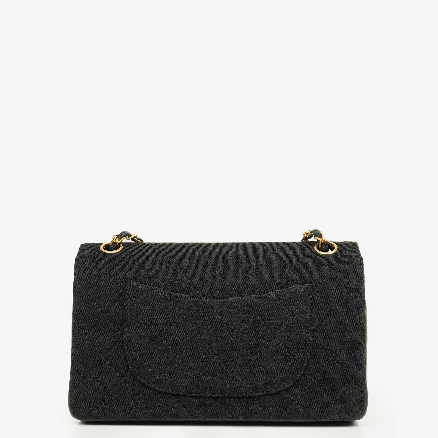 Chanel Medium Classic Vintage Double Flap Bag aus gestepptem Lammleder und Jersey mit 24K goldbeschichteter Hardware