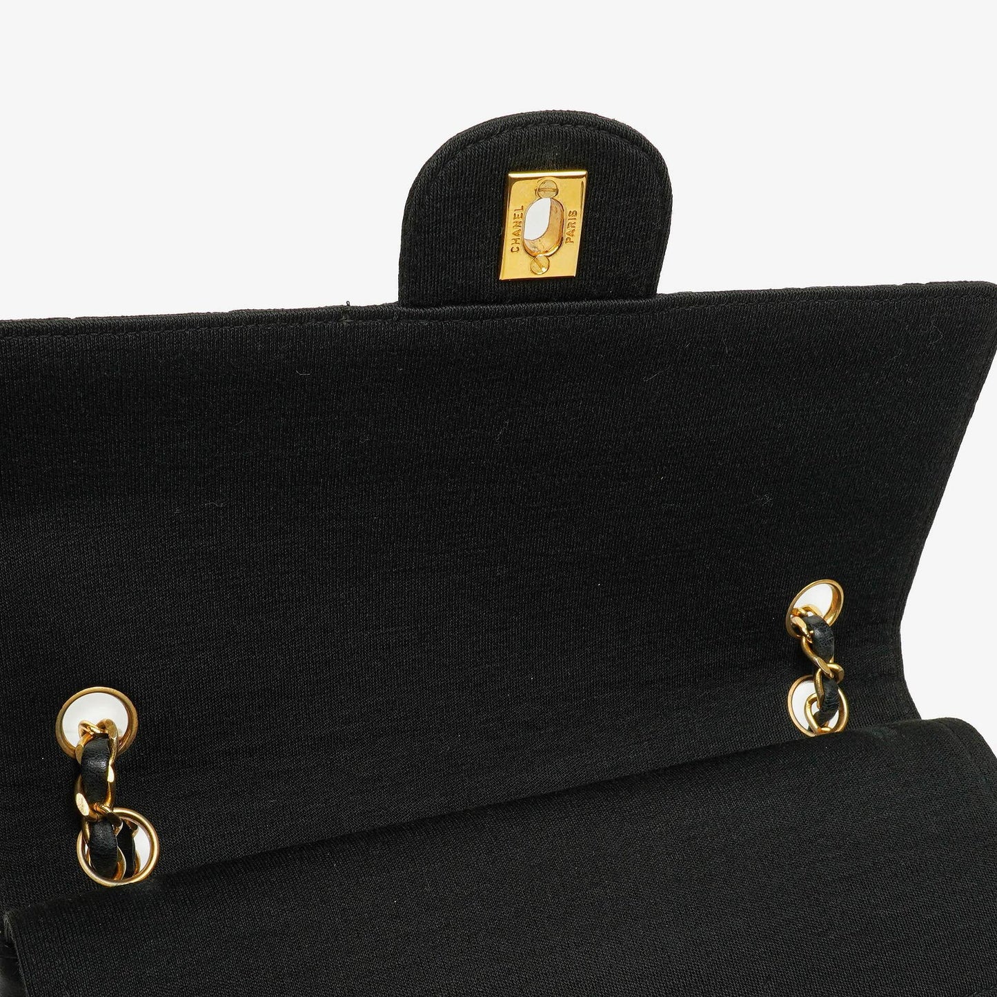 Chanel Medium Classic Vintage Double Flap Bag aus gestepptem Lammleder und Jersey mit 24K goldbeschichteter Hardware