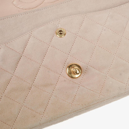 Chanel Classic Vintage Medium Double Flap Tasche aus Wildleder mit 24K vergoldeten Beschlägen