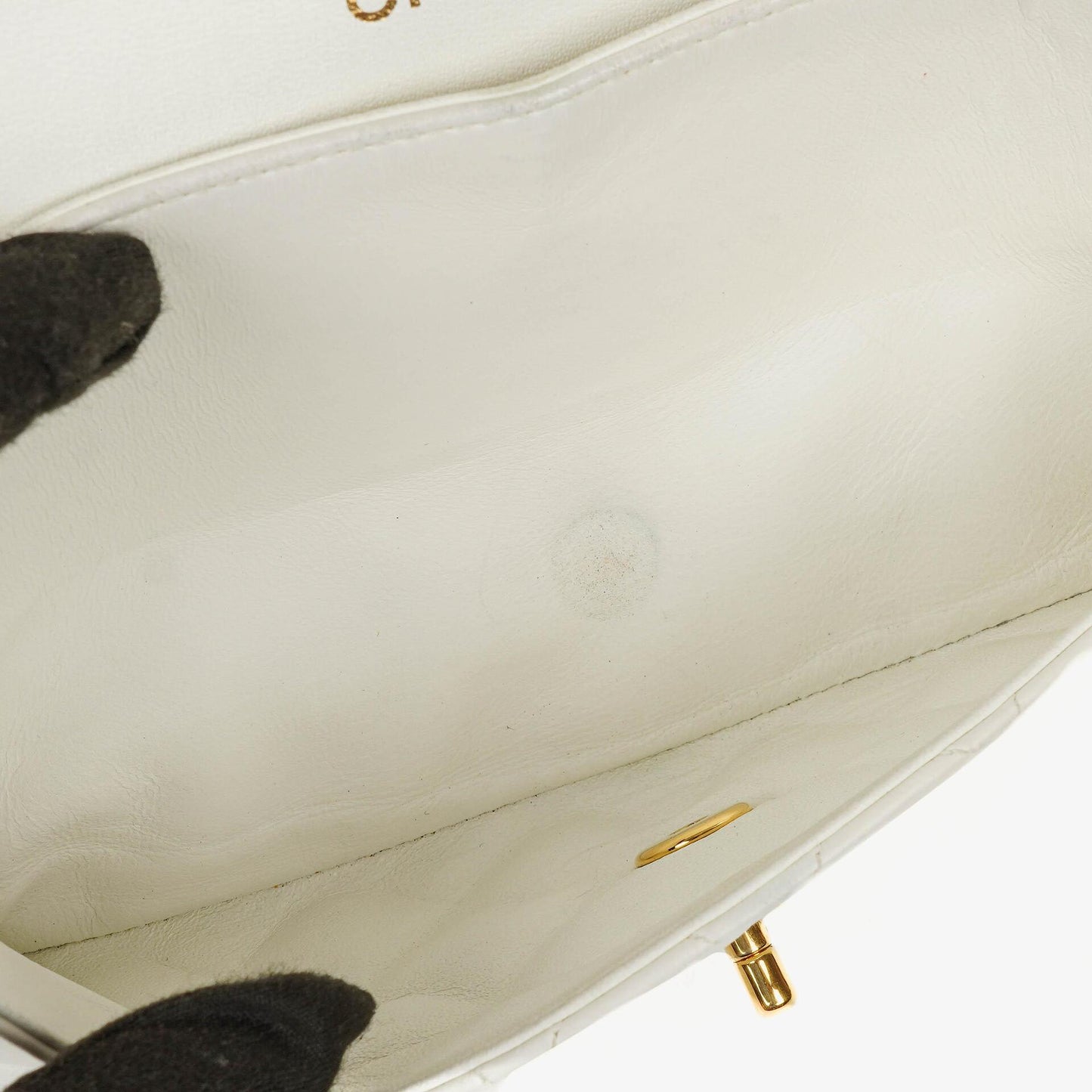Chanel mittelgroße Classic Vintage Double Flap Tasche aus weißem gestepptem Lammleder mit 24K vergoldeter Hardware