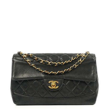Chanel Mittelgroße Klassische Vintage Single Flap Tasche Gestepptes Lammleder 24K Vergoldete Beschläge, 1989-1991