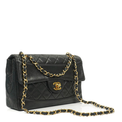 Chanel Mittelgroße Klassische Vintage Single Flap Tasche Gestepptes Lammleder 24K Vergoldete Beschläge, 1989-1991