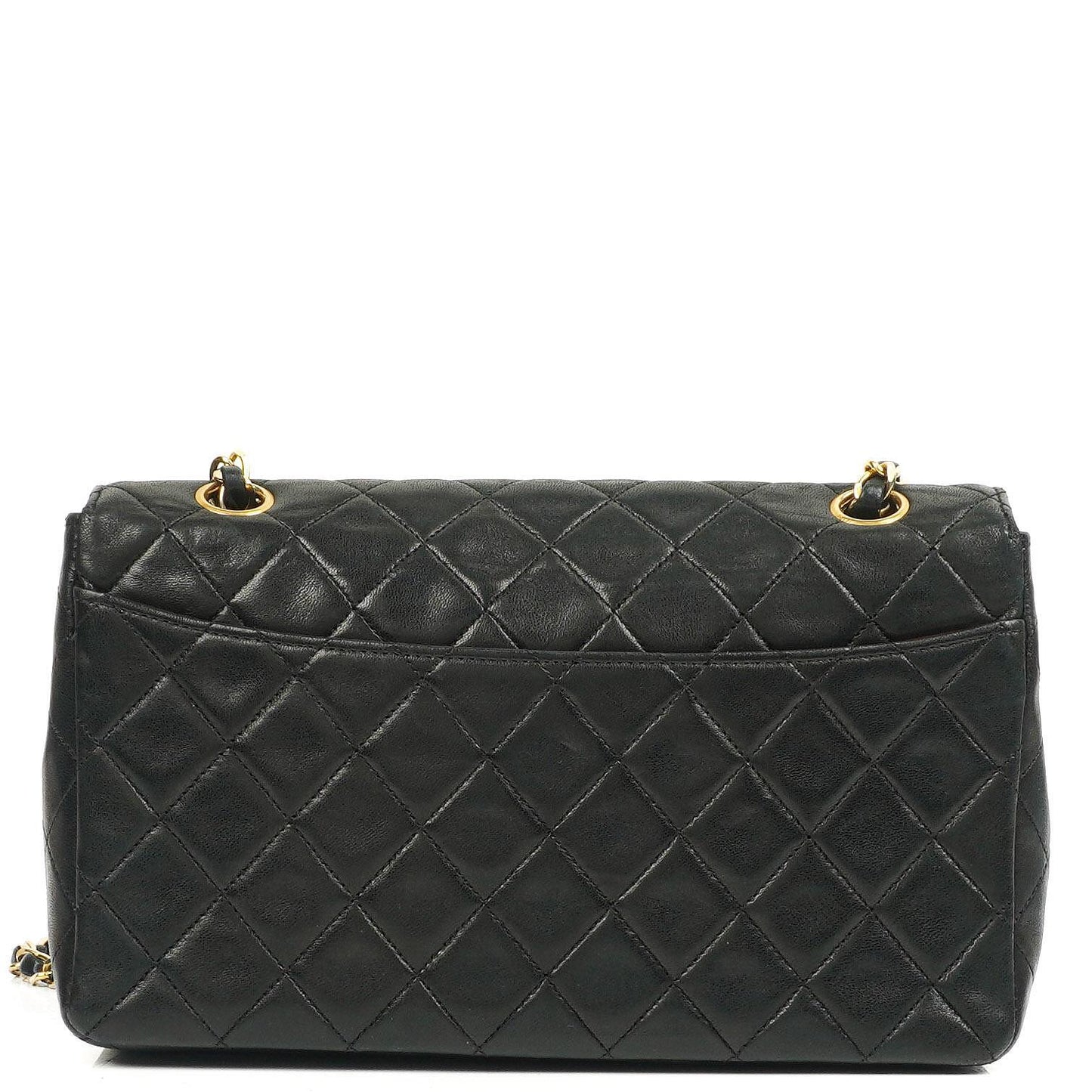 Chanel Mittelgroße Klassische Vintage Single Flap Tasche Gestepptes Lammleder 24K Vergoldete Beschläge, 1989-1991