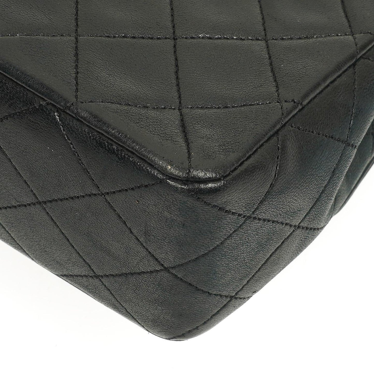 Chanel Mittelgroße Klassische Vintage Single Flap Tasche Gestepptes Lammleder 24K Vergoldete Beschläge, 1989-1991