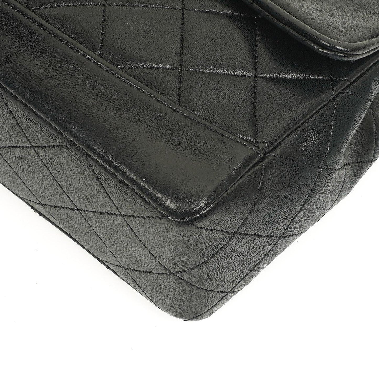 Chanel Mittelgroße Klassische Vintage Single Flap Tasche Gestepptes Lammleder 24K Vergoldete Beschläge, 1989-1991