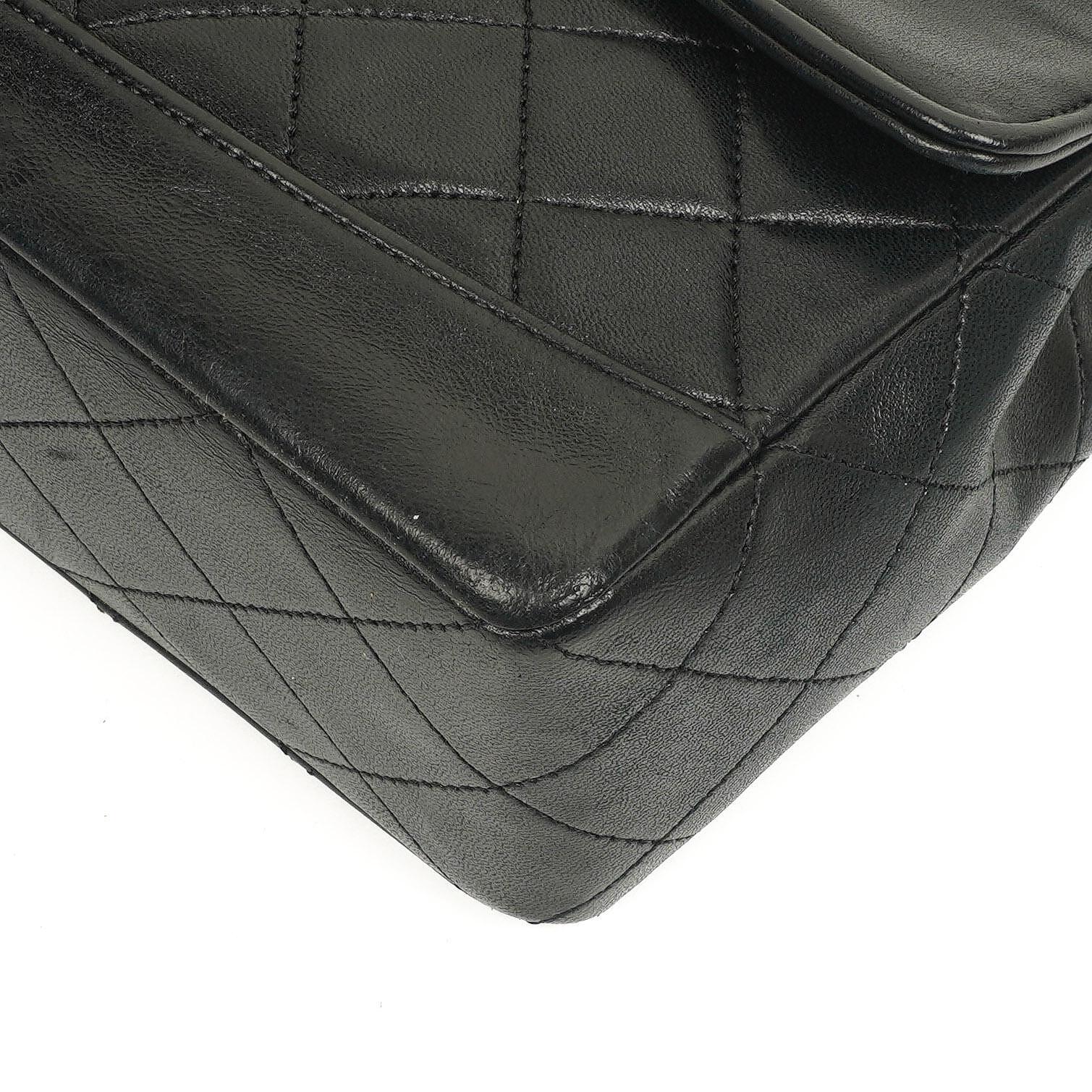 Chanel Mittelgroße Klassische Vintage Single Flap Tasche Gestepptes Lammleder 24K Vergoldete Beschläge, 1989-1991
