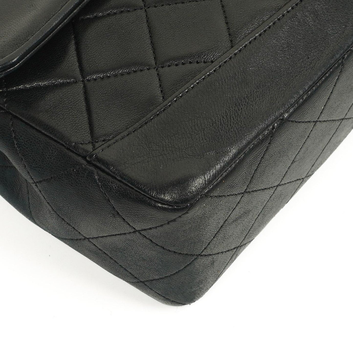 Chanel Mittelgroße Klassische Vintage Single Flap Tasche Gestepptes Lammleder 24K Vergoldete Beschläge, 1989-1991