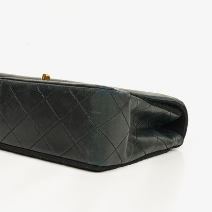 Chanel Medium Classic Vintage Single Flap Tasche aus gestepptem Lammleder und Jersey mit 24K vergoldeten Beschlägen
