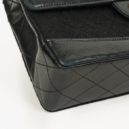 Chanel Medium Classic Vintage Single Flap Tasche aus gestepptem Lammleder und Jersey mit 24K vergoldeten Beschlägen