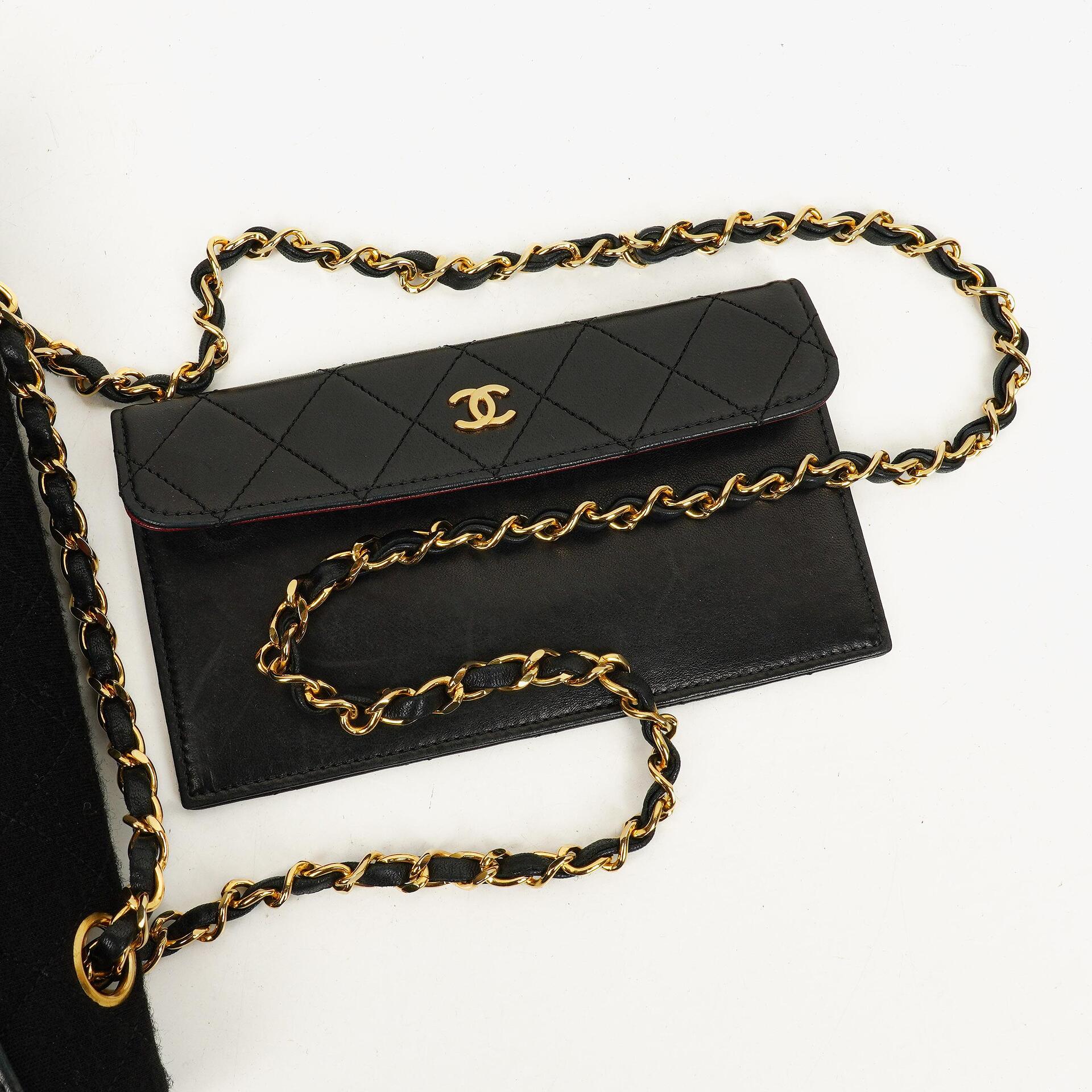 Chanel Medium Classic Vintage Single Flap Tasche aus gestepptem Lammleder und Jersey mit 24K vergoldeten Beschlägen